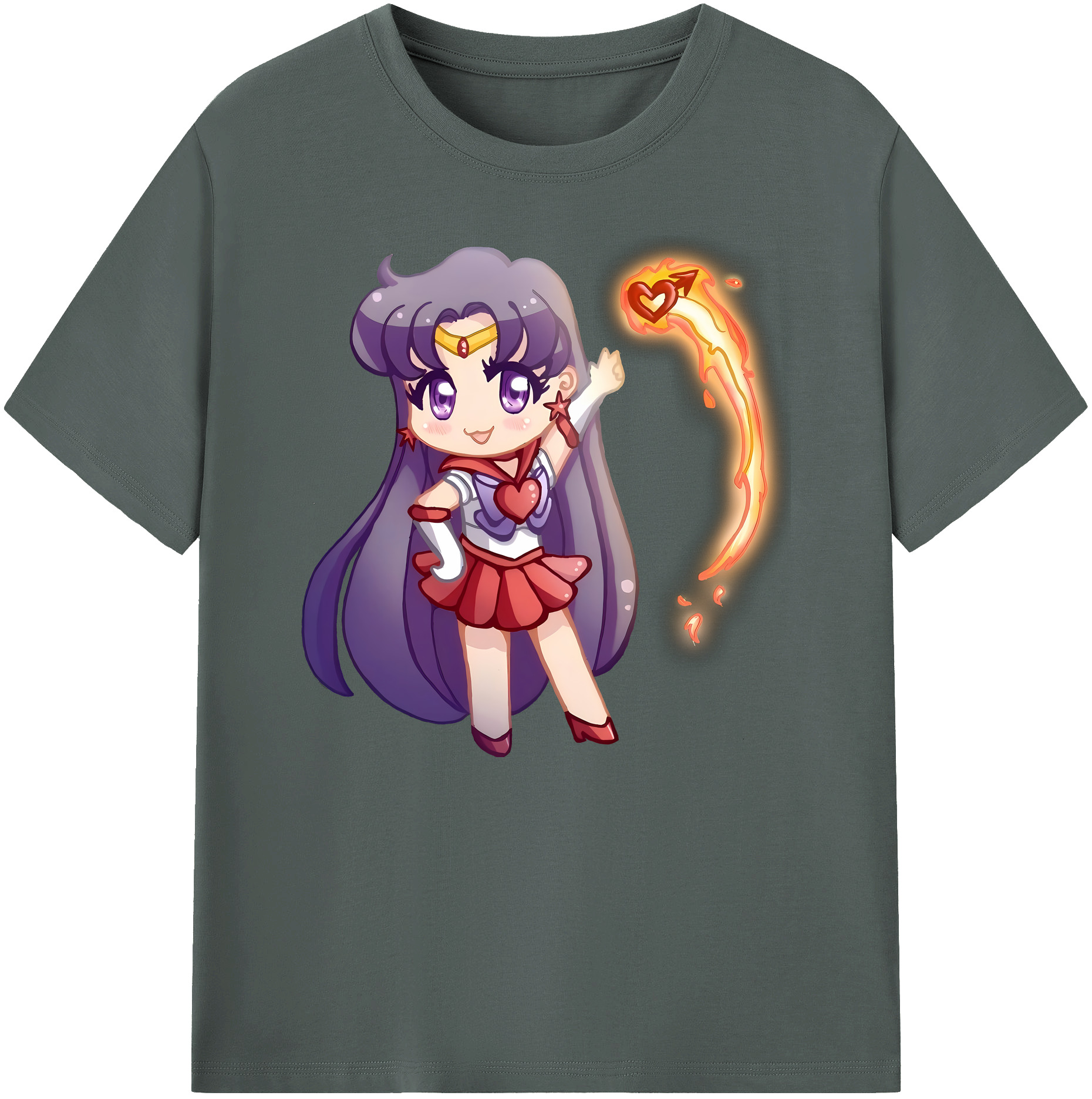 （画像用） 美少女戦士セーラームーン 火野レイ ひの レイ Sailor Moon Hino Rei （セーラーマーズ,Sailor Mars） 綿100％ メンズ半袖Tシャツ｜肌触りやわらか＆通気性